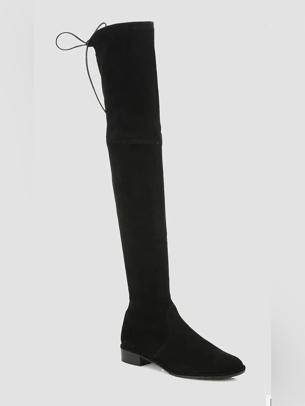 Stuart Weitzman Women’s Lowland Black Suede Over-the-Knee Boots w/Low Heel - 8.5